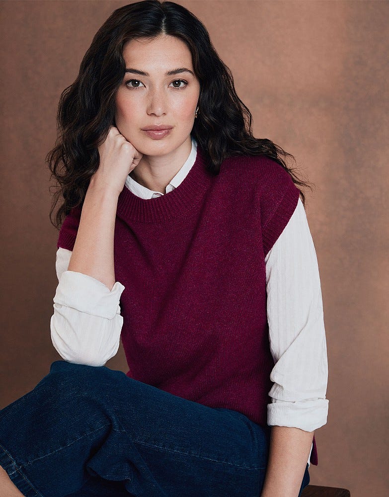 Harmony Merino Wool Crew Neck Layering Vest
