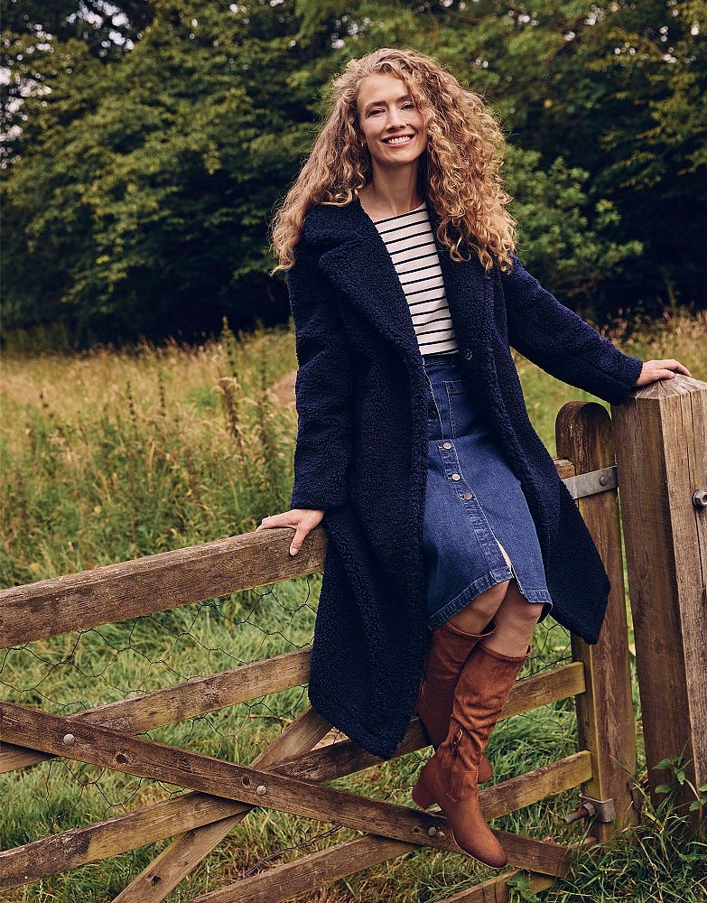 Borg Coat in Navy