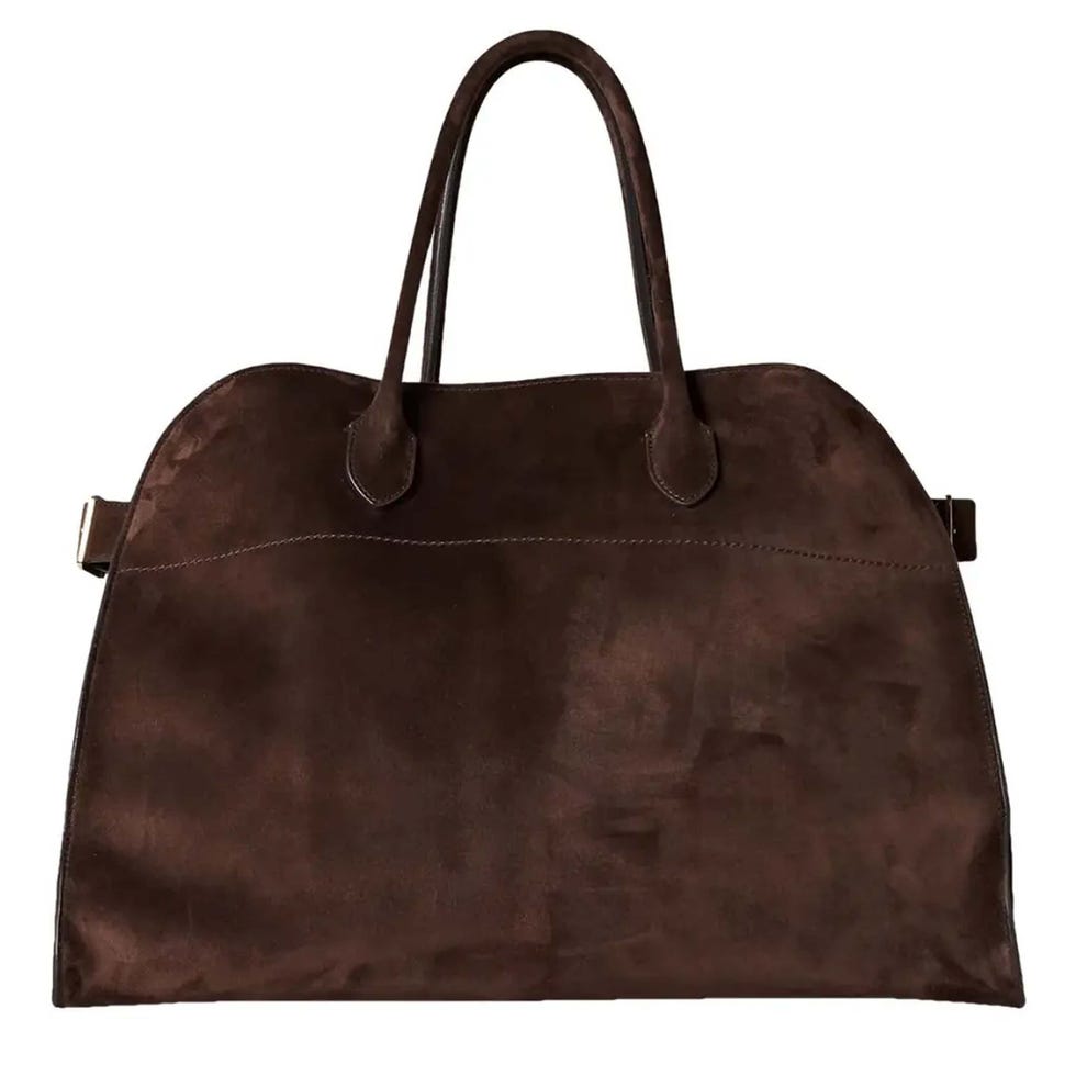 The Row Margaux 17 suede handbag brown