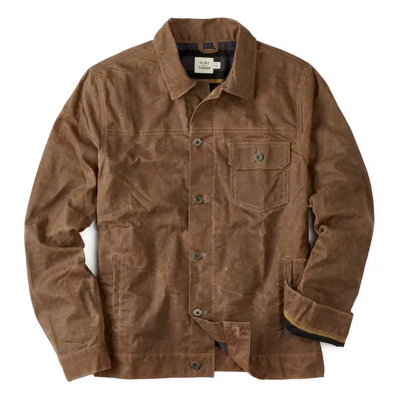 Flannel-lined Waxed Trucker Jacket