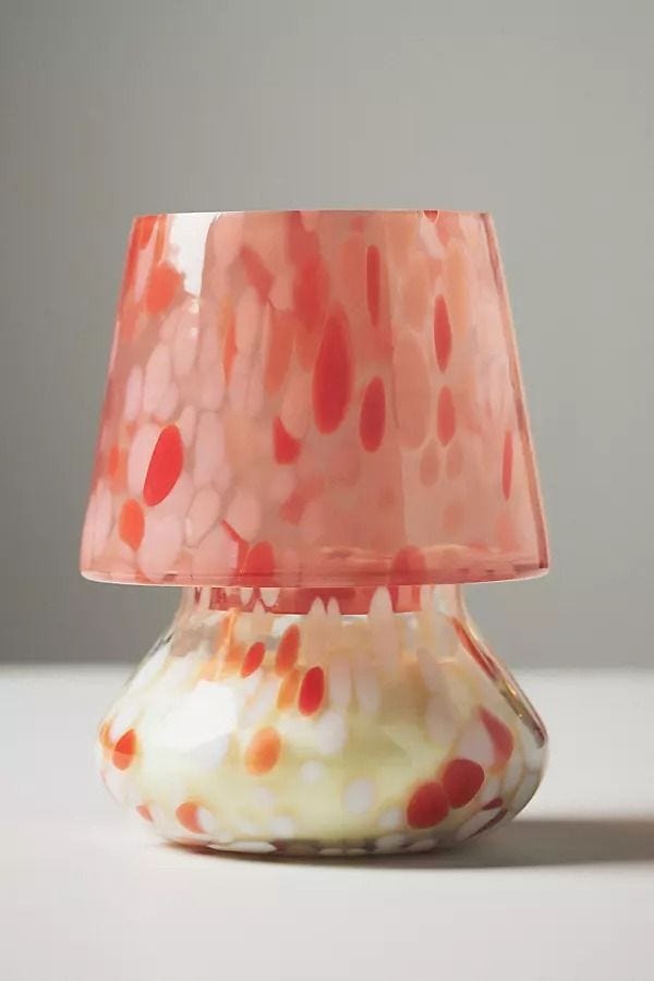 Cheena Night Glass Mushroom Lamp Candle