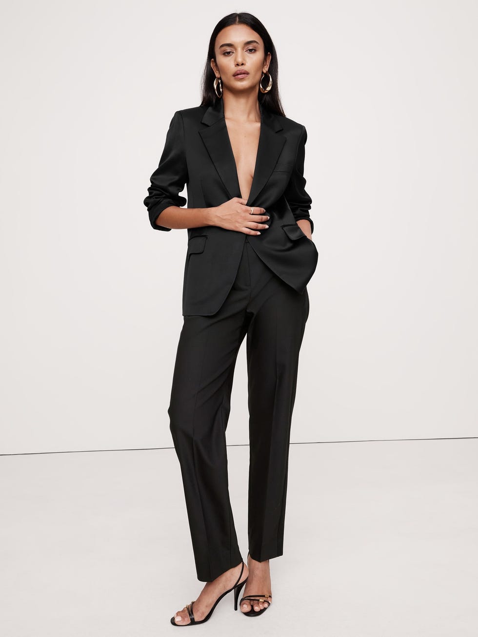 Barathea Italian Wool Tapered Tuxedo Pant