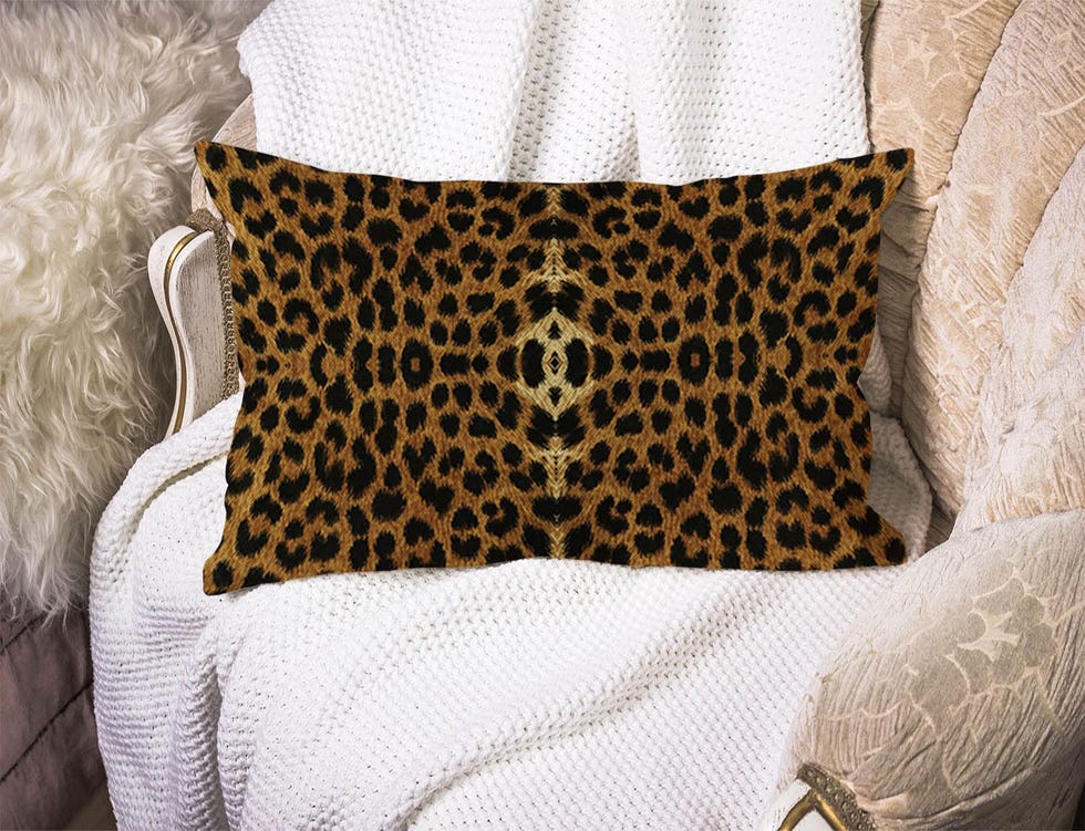 Funda de cojín de lino con estampado de leopardo
