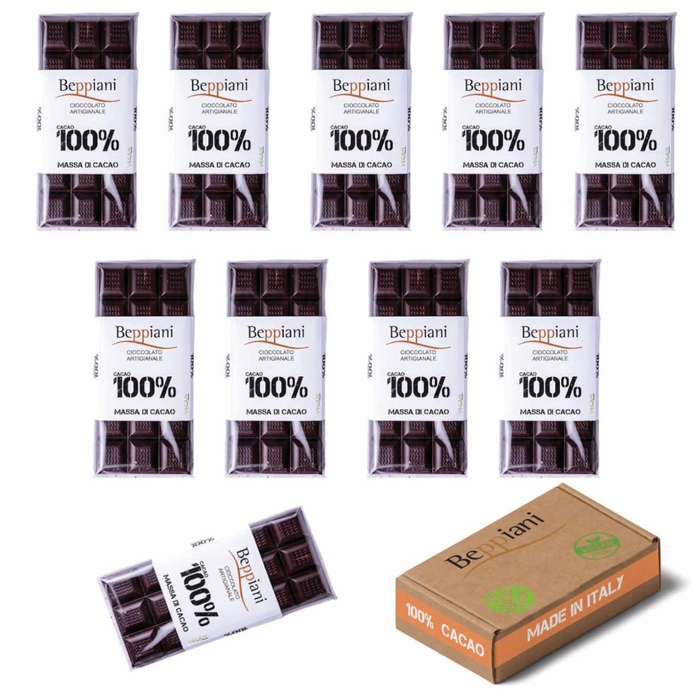 Beppiani 100% Massa di Cacao, Cioccolato Artigianale, vegana, senza zucchero, ricca di antiossidanti, per diete bilanciate – Made in Italy set (10 Tav. Classica)