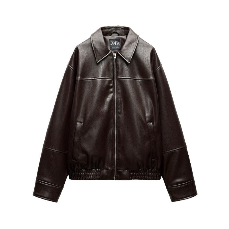 Faux Leather Bomber Jacket