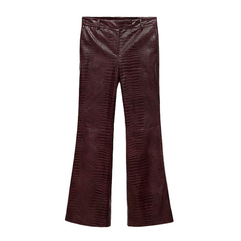 Snake-Effect Flared Pants