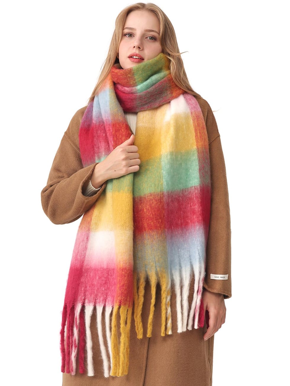 Large Colorful Chunky Plaid Scarf