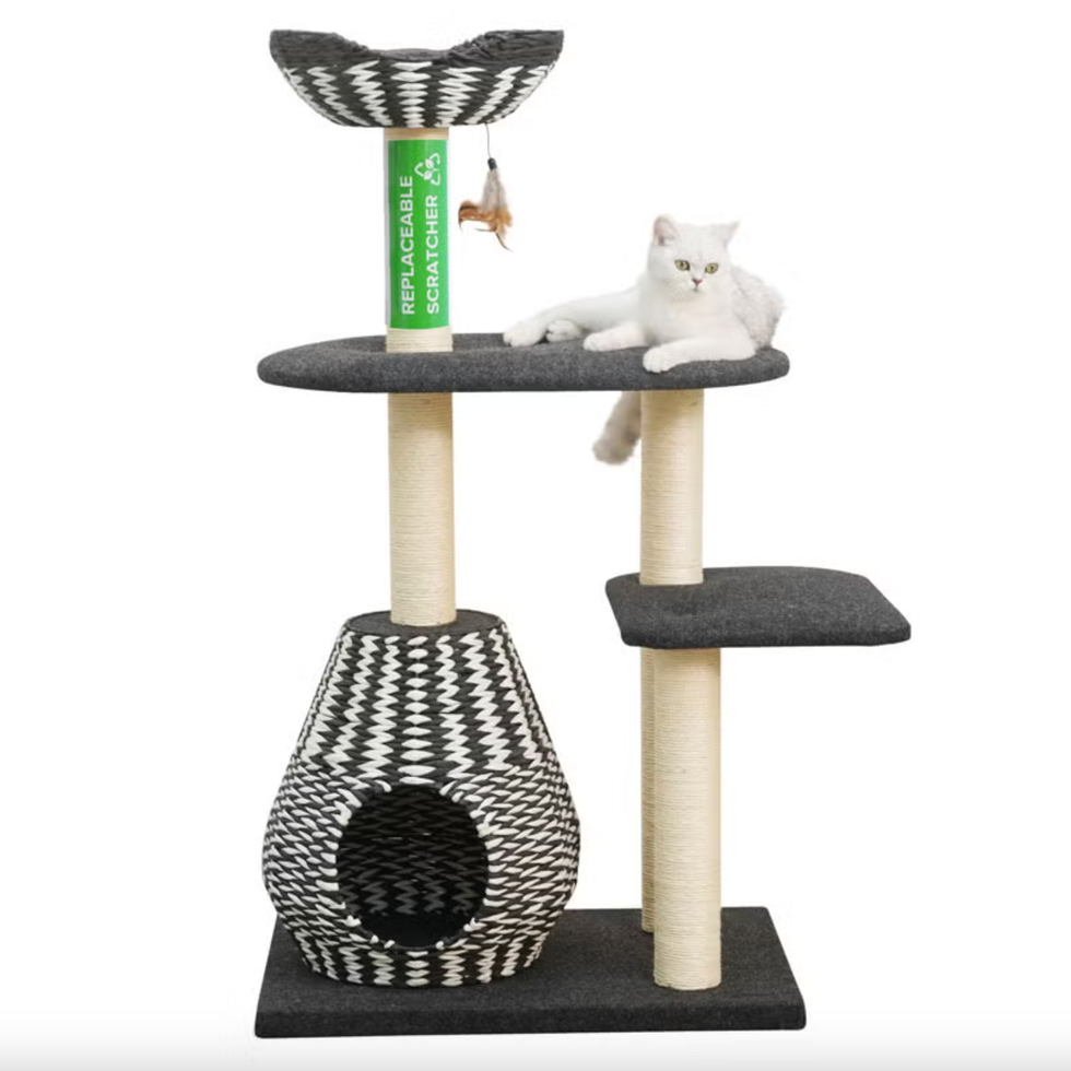 PetPals 49" Handwoven Cat Tree with Feather Toy PetPals 49" Handwoven Cat Tree with Feather Toy