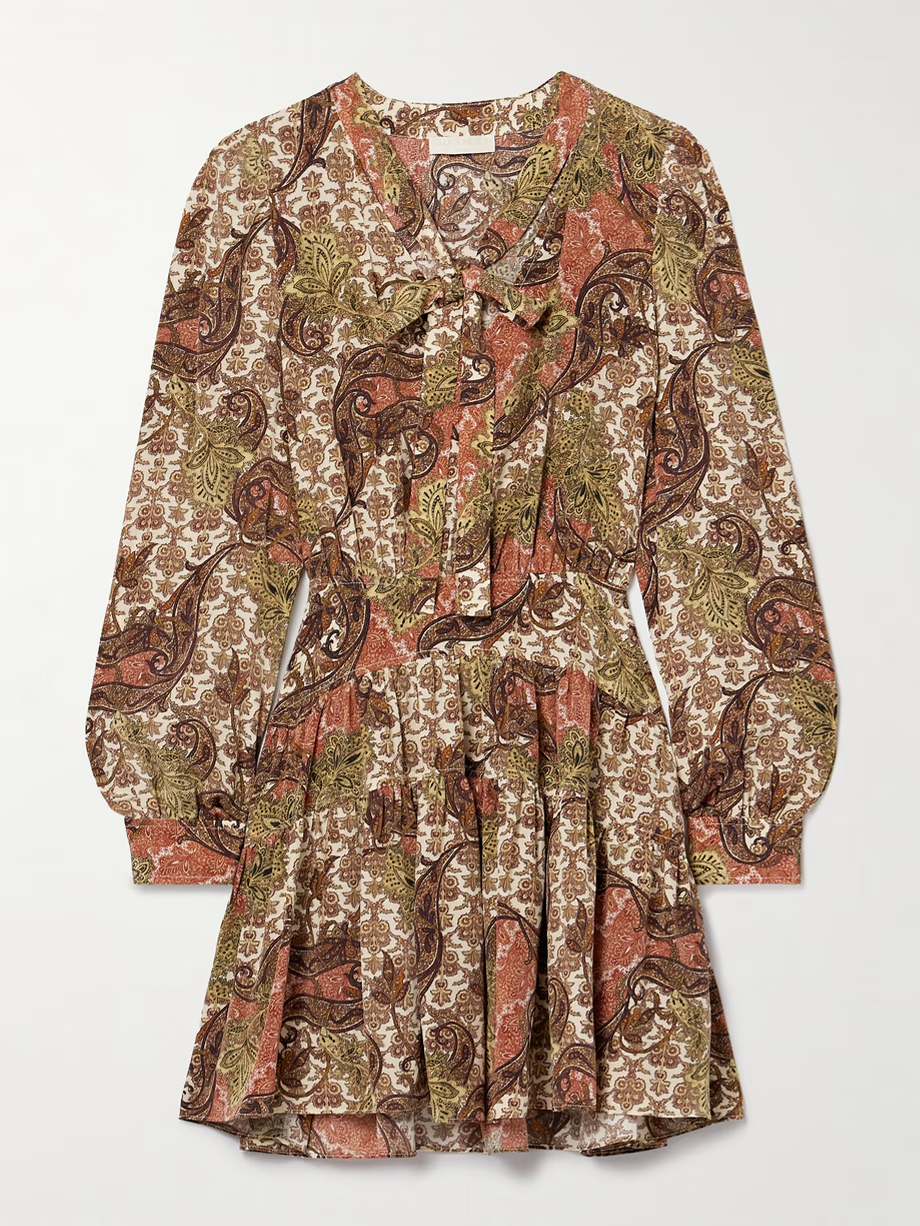 Maris pleated paisley print silk mini dress