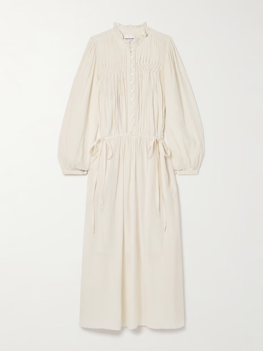 Dalida smocked cotton-blend midi dress
