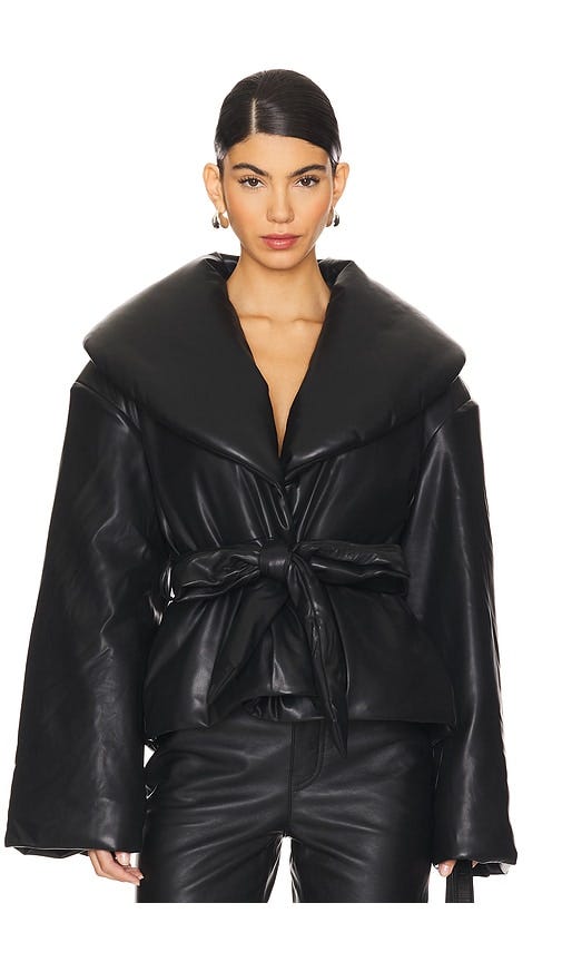 Belted Puffer Jacket in Black