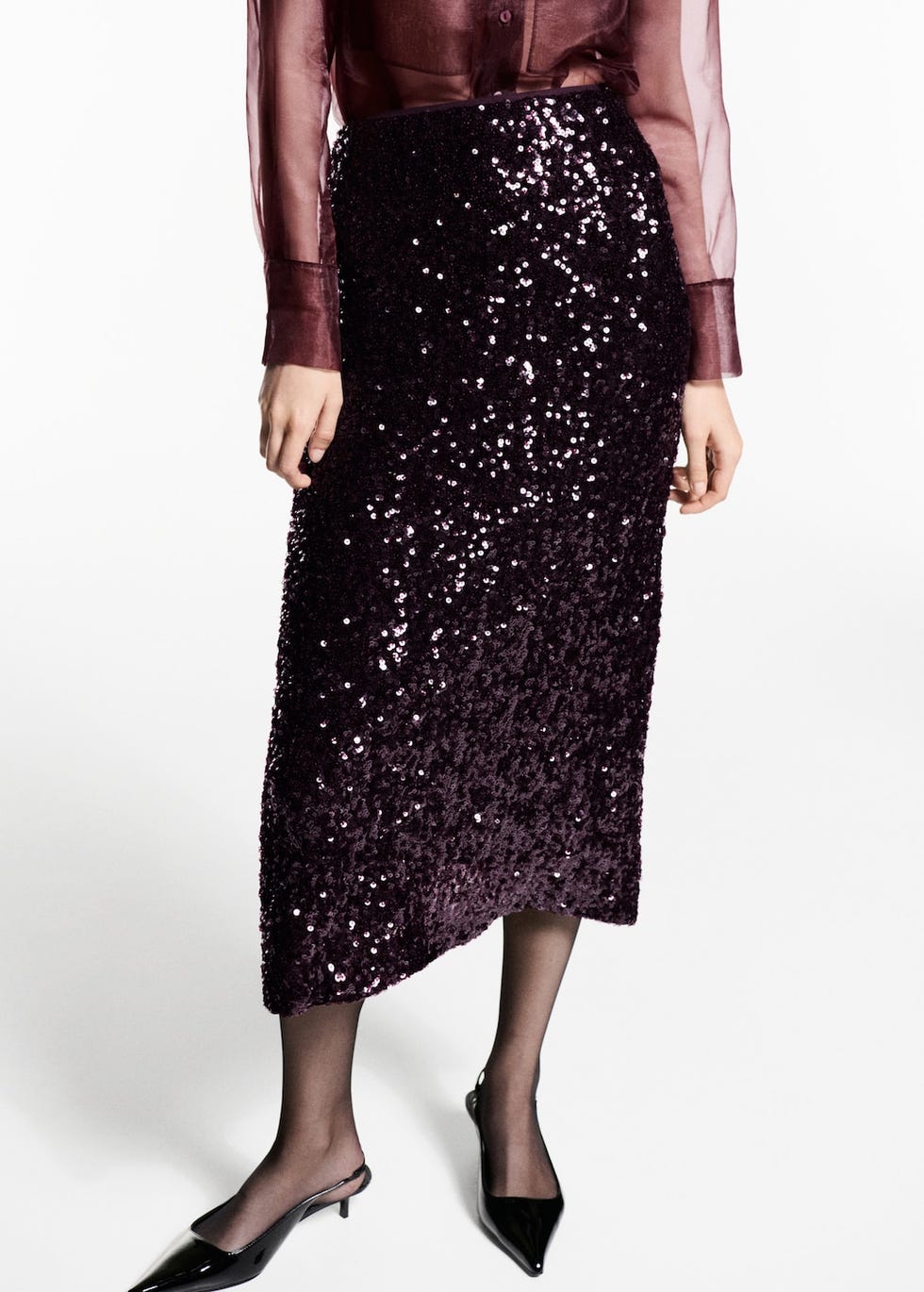 Sequin midi skirt