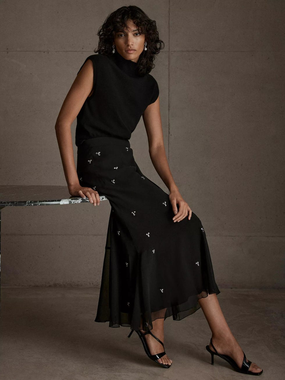 Embellished Mermaid Maxi Skirt 
