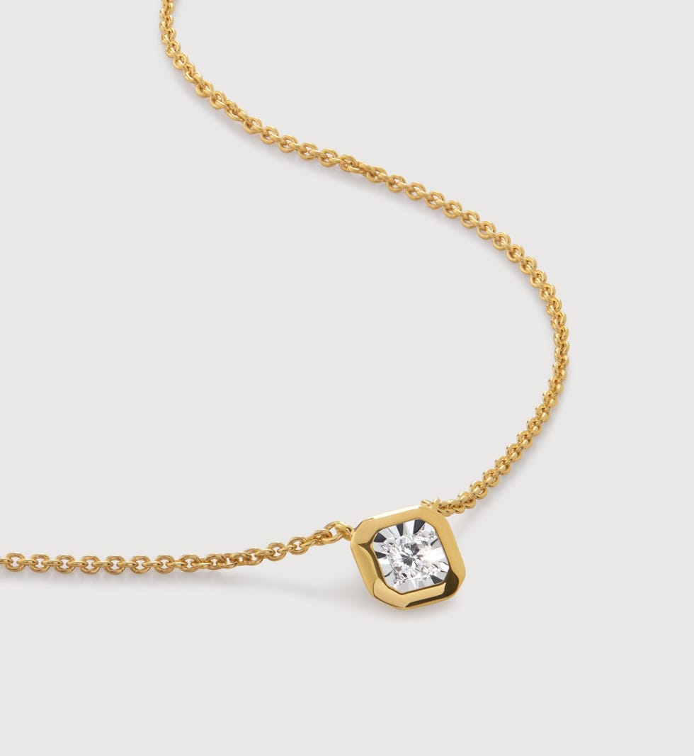 Lab Grown Diamond Solitaire Asscher Chain Necklace 