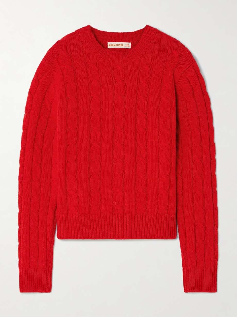 Red Carrow Cable Crewneck Sweater