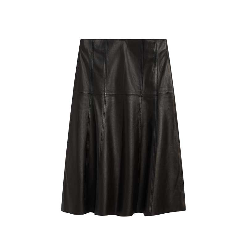 Nappa leather skirt with ruffles