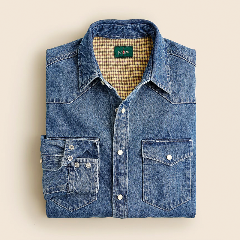 Heavyweight Denim Western Shirt with Flannel Lining