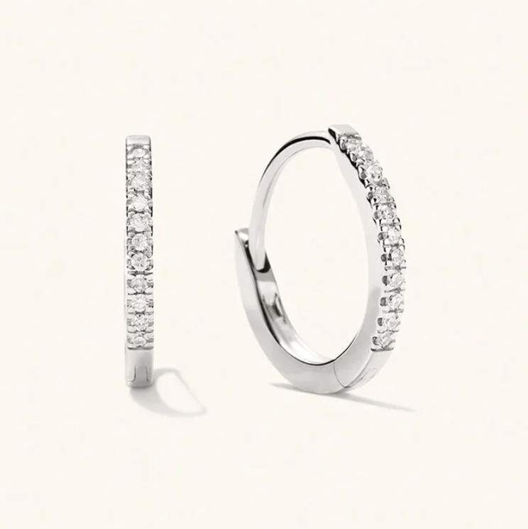 Pavé Diamond Huggie Hoops