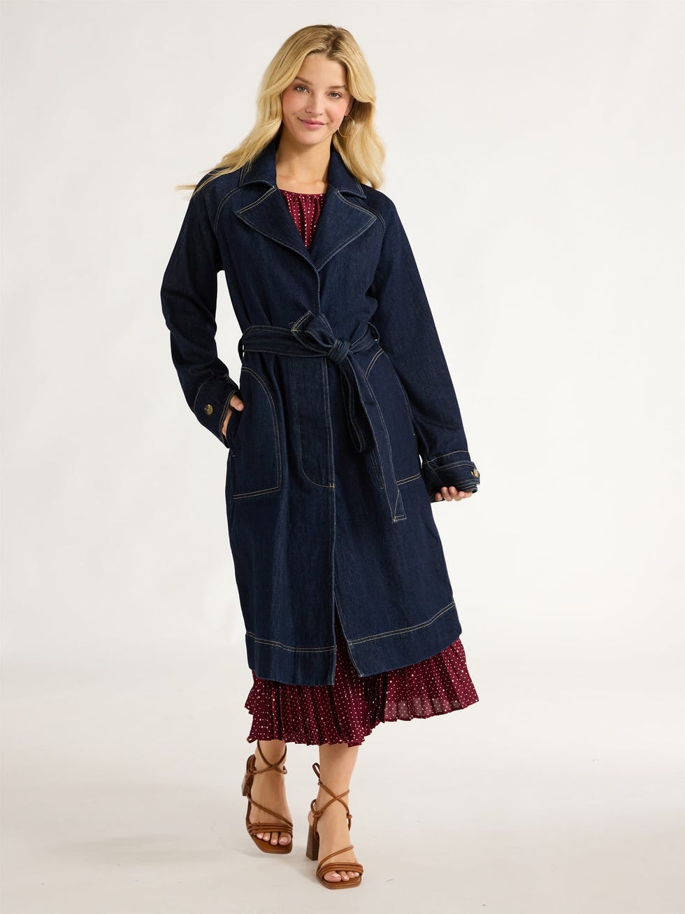 Belted Long Cotton Trench Coat