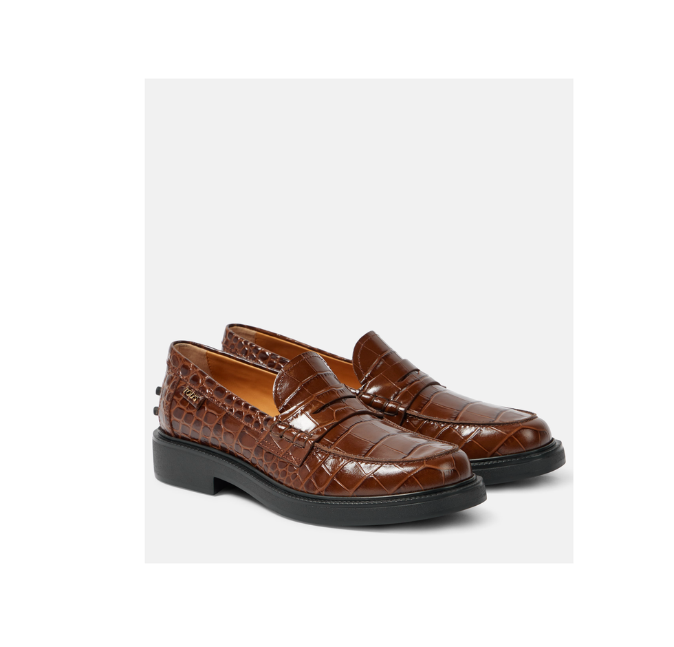 Croc-Effect Penny Loafers