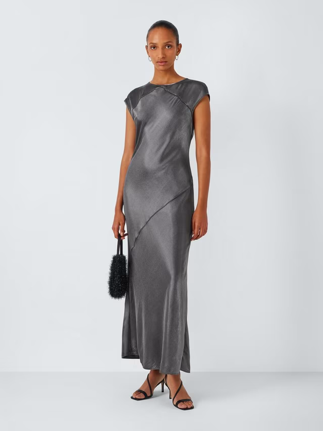 Metallic Cap Sleeve Maxi Dress