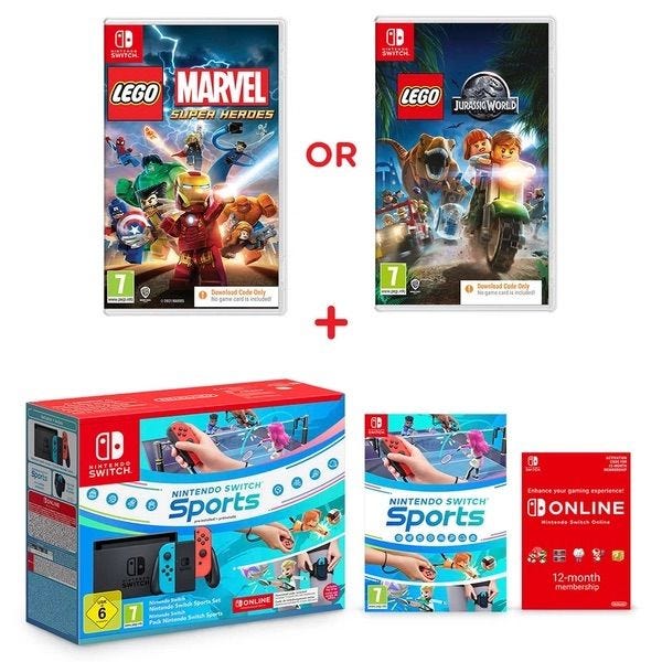 Nintendo Switch Neon Red/Blue: Switch Sports & Select LEGO Game