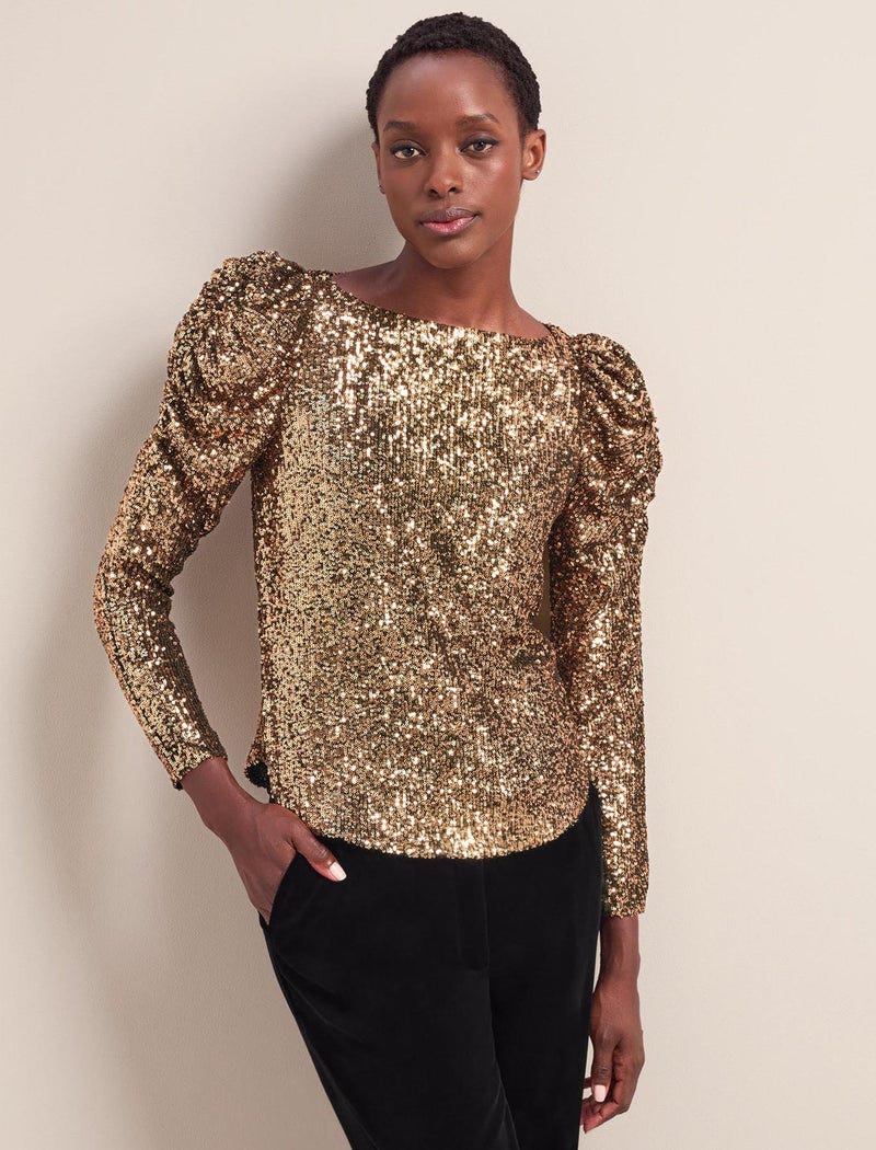 Cecile Sequin Blouse – Gold