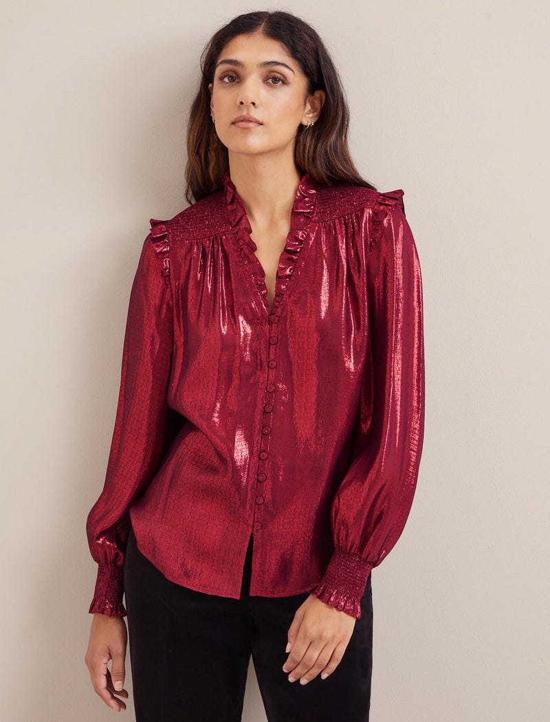 Stella Silk Blend Shirt – Burgundy
