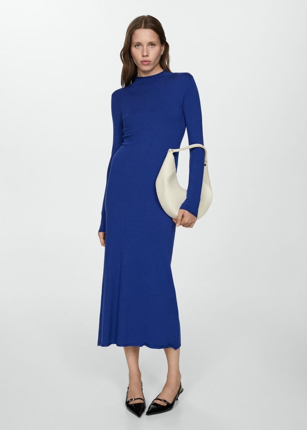 Perkins-Neck Knitted Dress