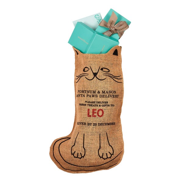 Personalised Cat Hessian Santa Stocking