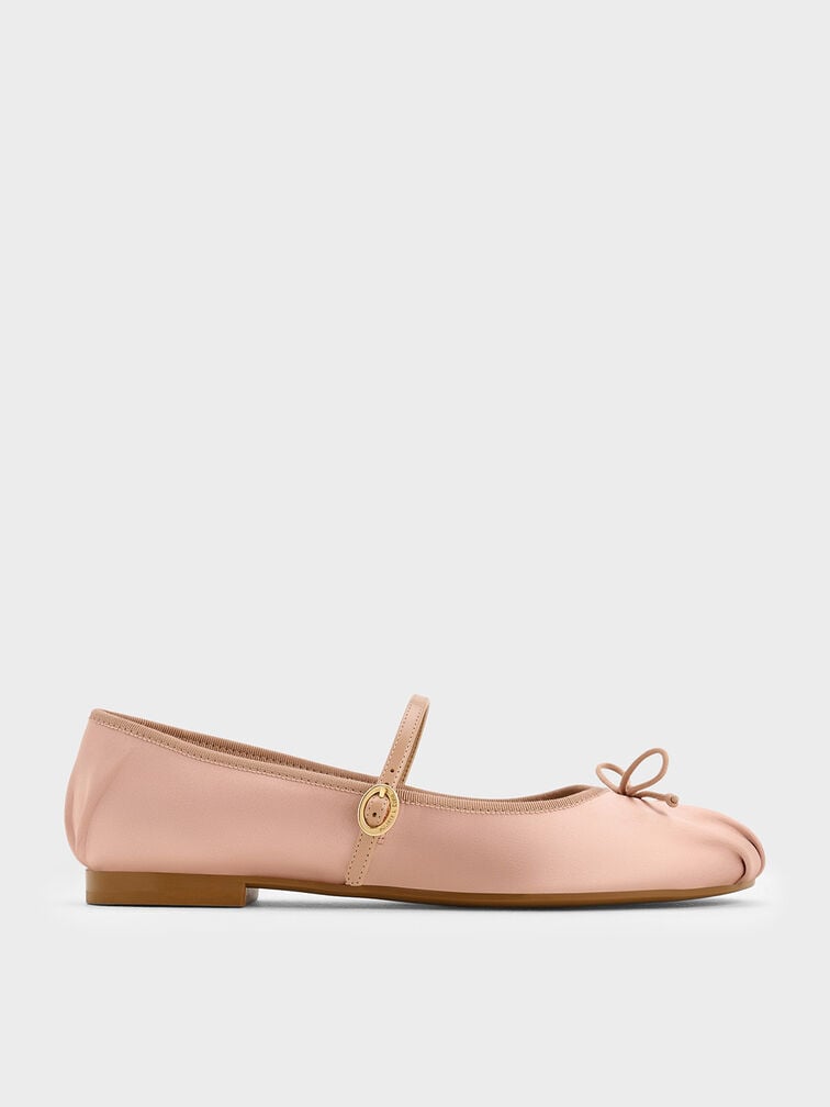 Emiko Satin Bow Mary Jane Flats