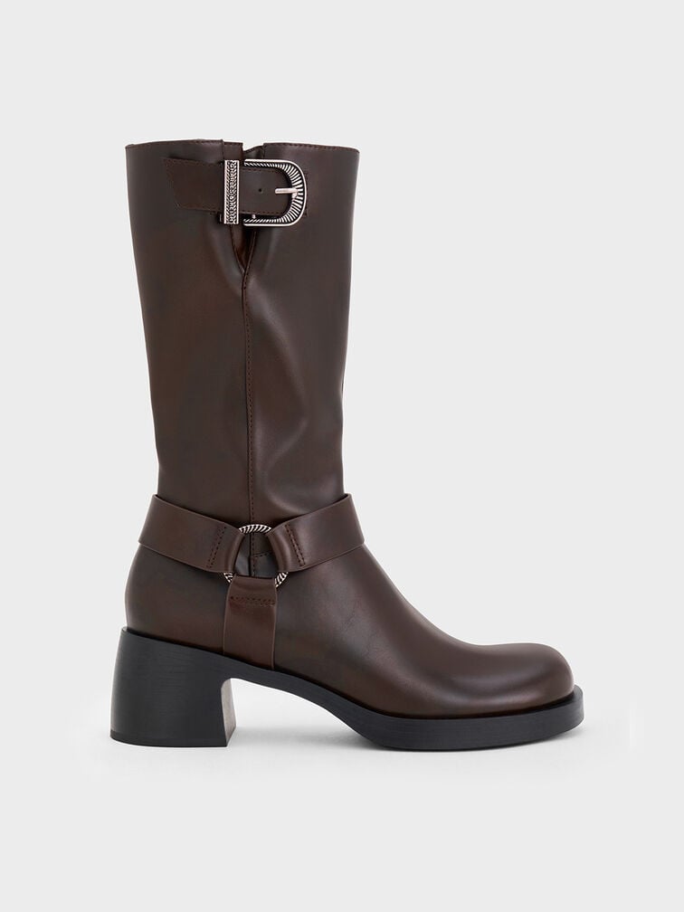 Kirke Buckled Mid-Calf Biker Boots