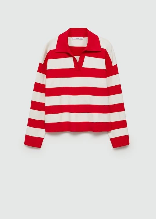 Striped Polo-Neck Sweater