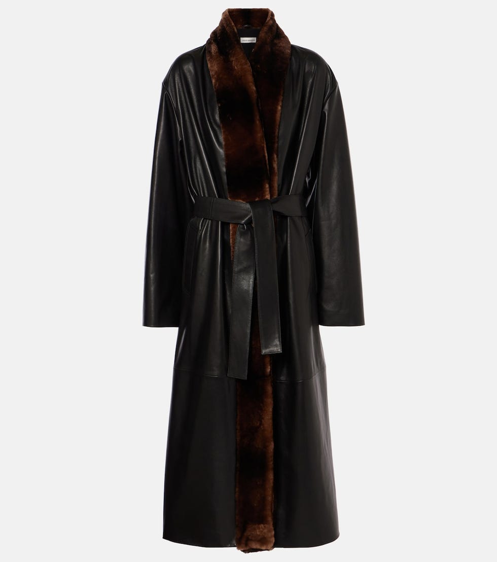 Vivian Shearling-Trimmed Leather Coat