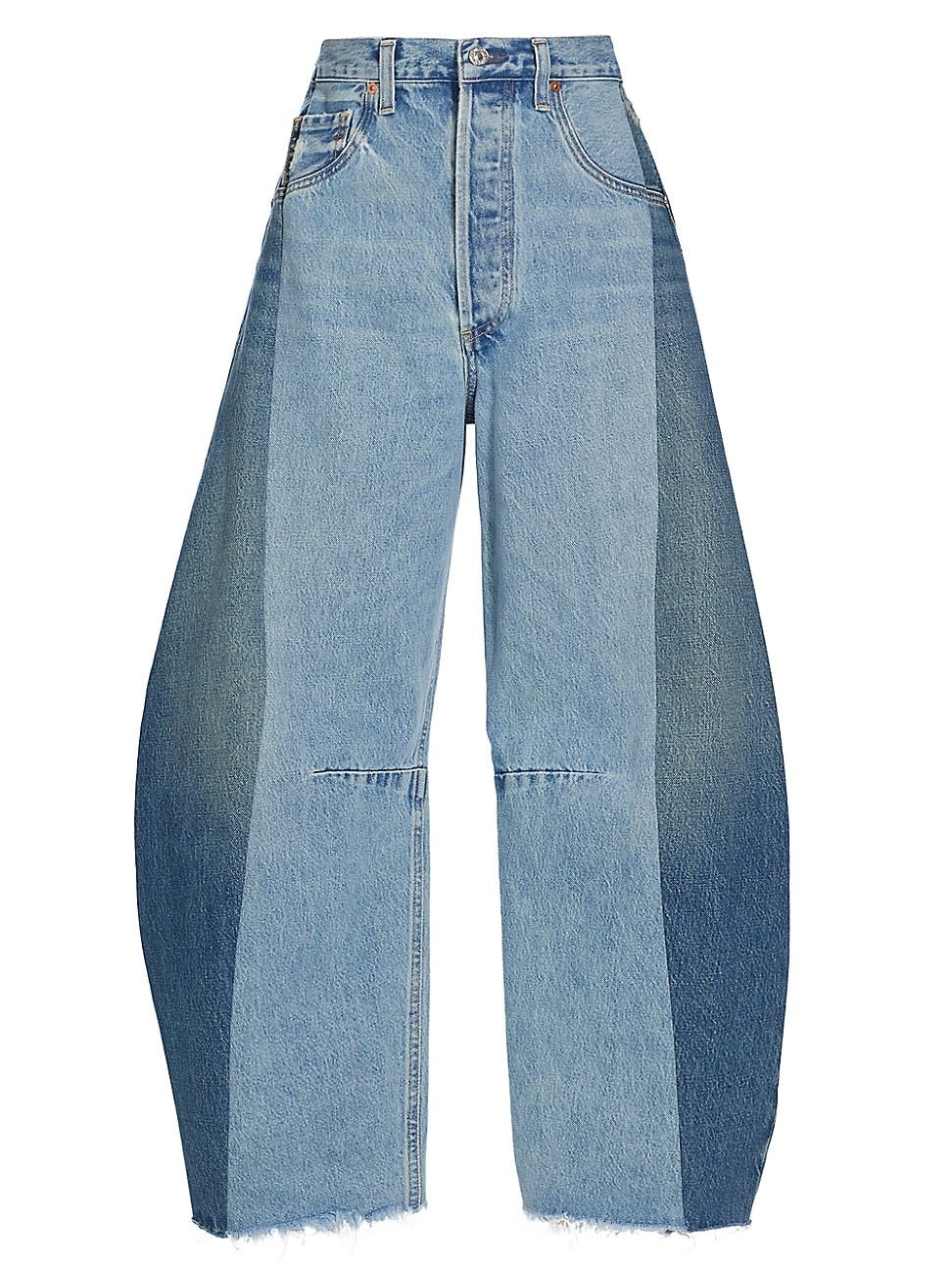 Pieced Horseshoe Baggy Wide-Leg Jeans