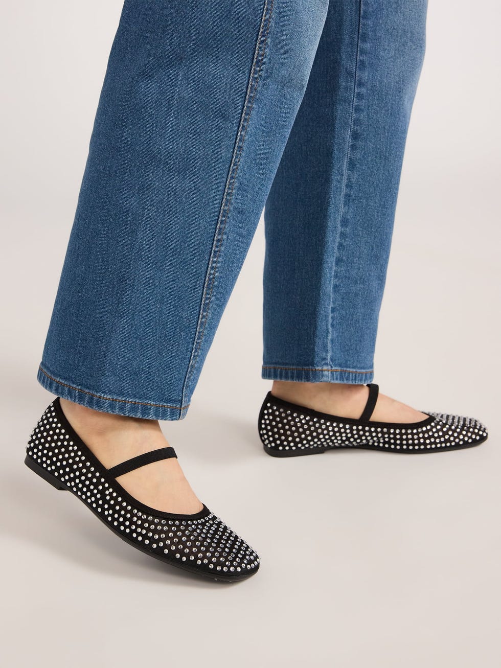 Rhinestone Mesh Ballet Flats