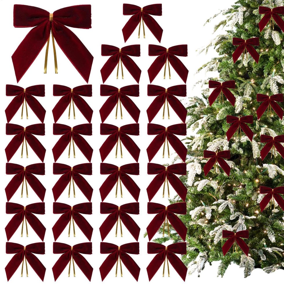 Lazos de terciopelo burdeos para árbol de Navidad