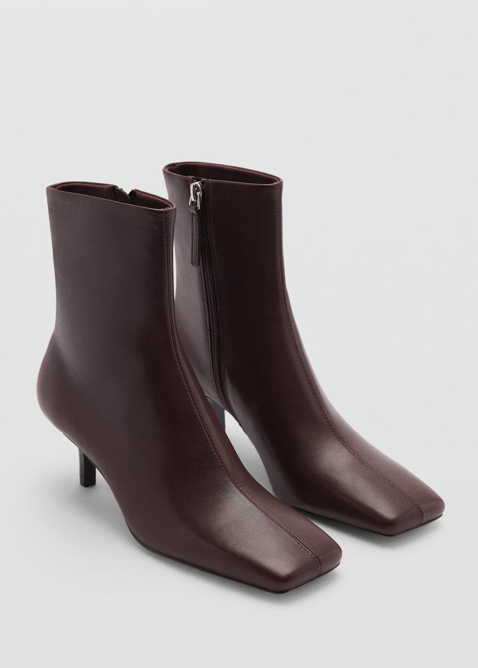 Leather Kitten Heel Boots