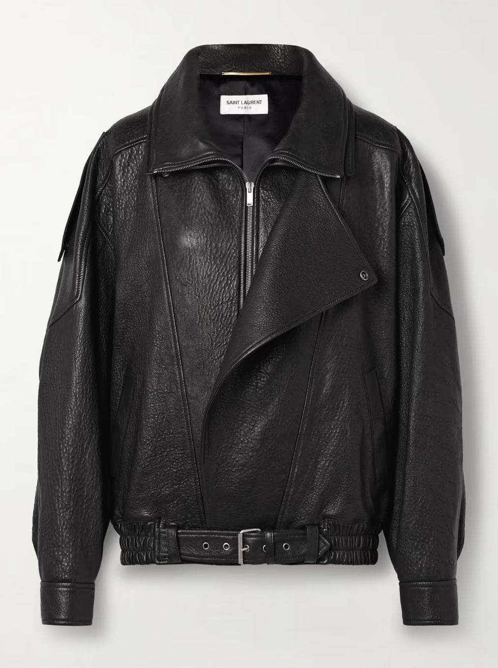 Oversize Textured-Leather Jacket