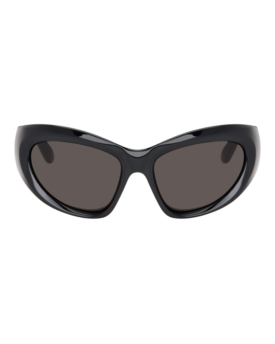 Black Wrap D-Frame Sunglasses