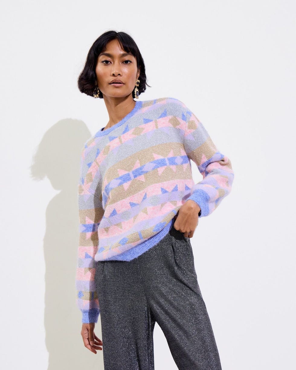 Abstract Star Geometric Knitted Jumper