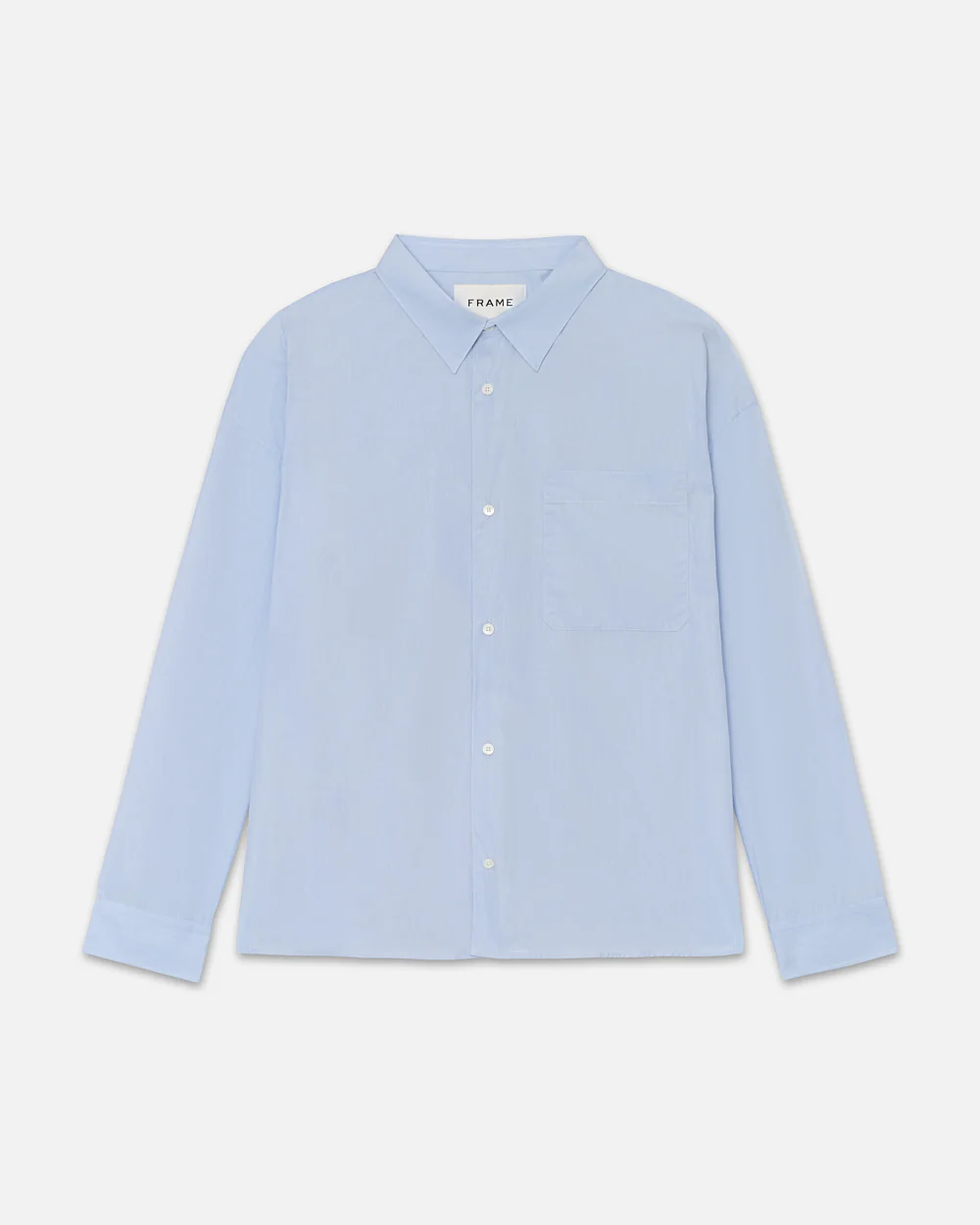 Relaxed Cotton Shirt in Light Blue