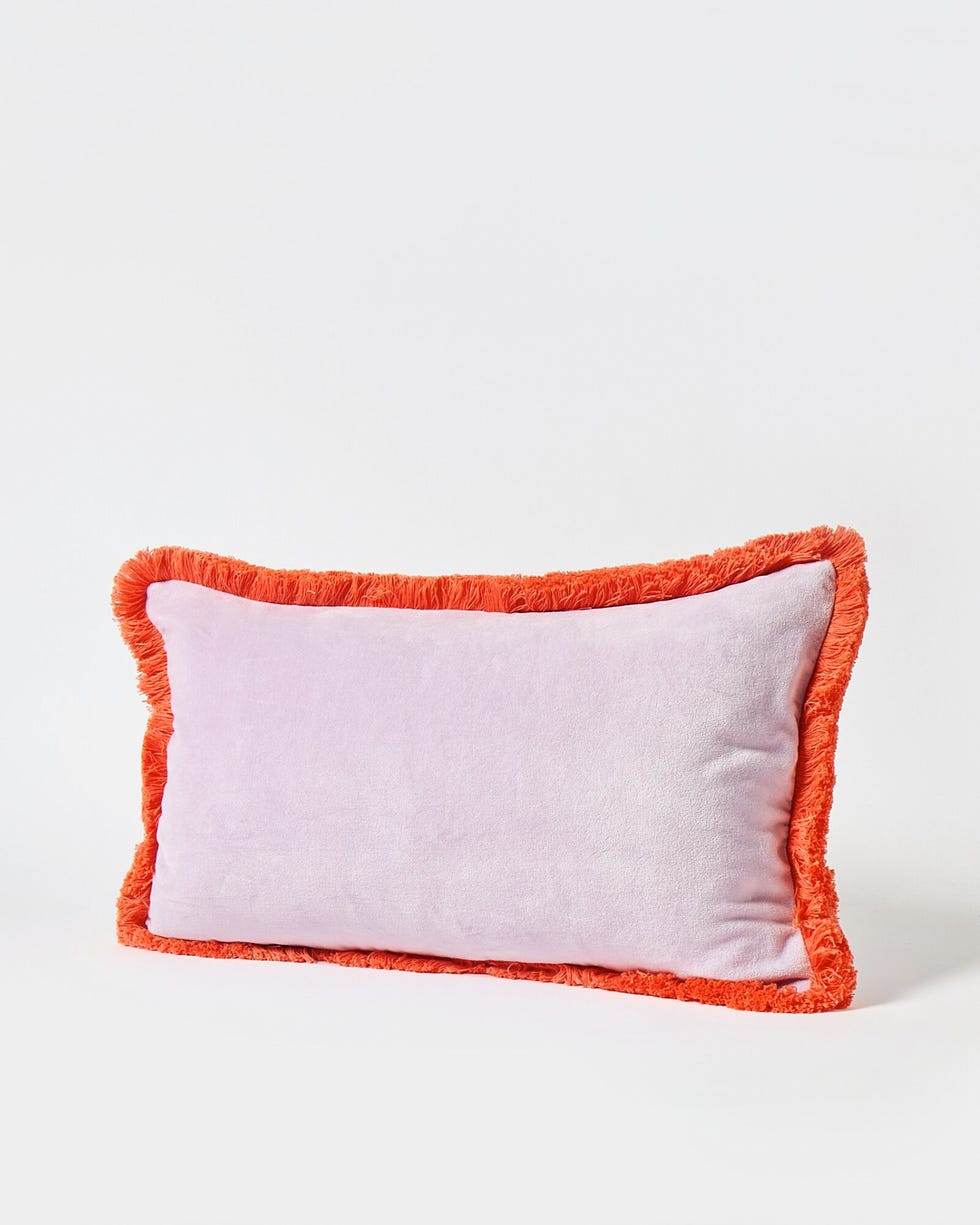 Issey Purple Velvet Fringed Rectangular Cushion Cover