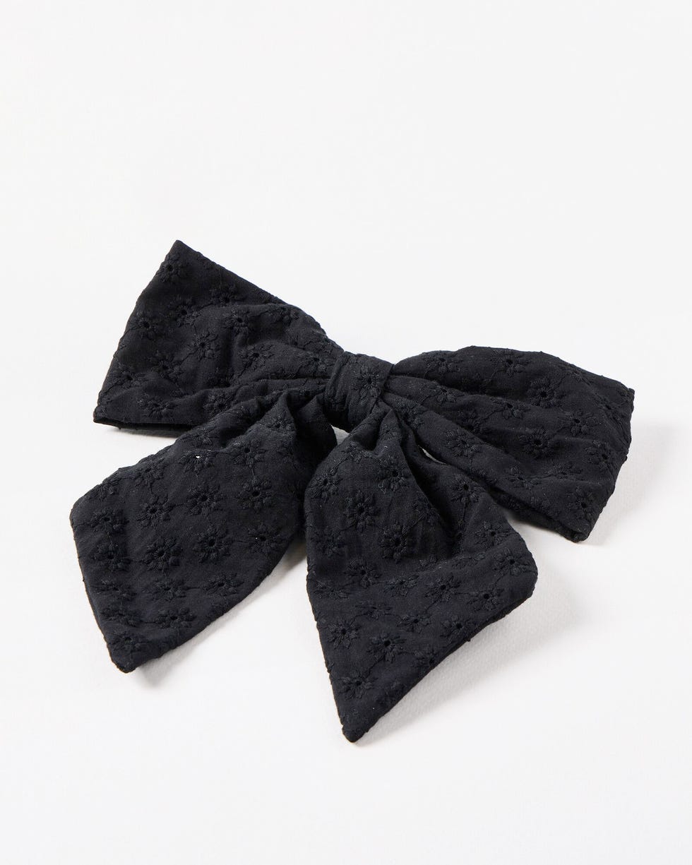 Etta Black Broderie Hair Bow