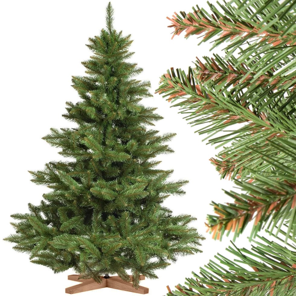 Árbol de Navidad artificial con soporte de madera