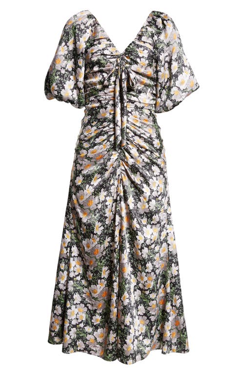 Brenton Cosmo Flower Puff Sleeve Dress