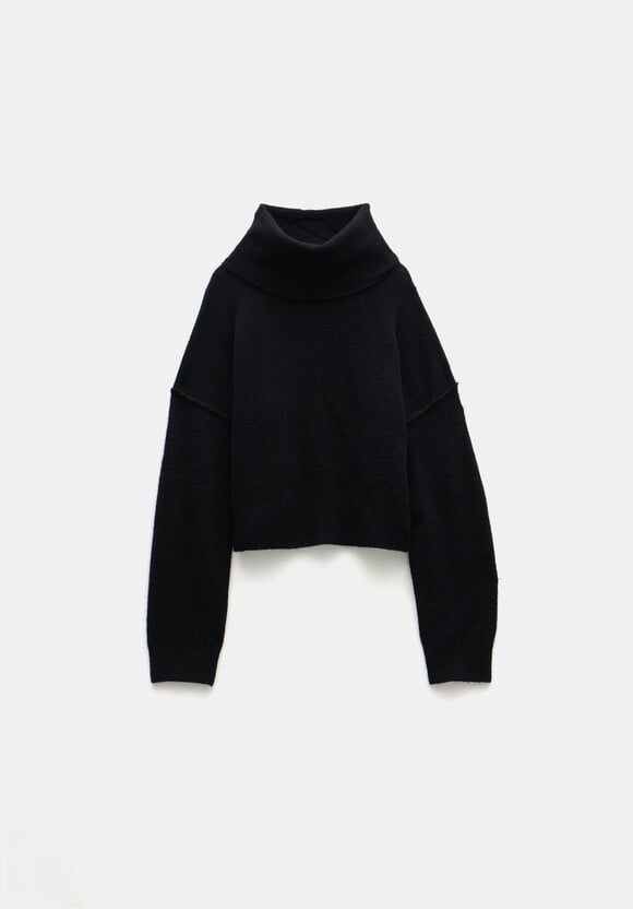 Meryll Crop Wool Blend Roll Neck Jumper