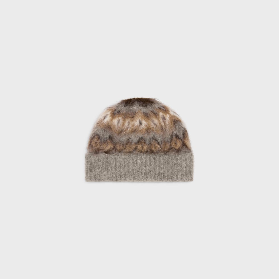 Beanie in Brushed Fair Isle Alpaca Wool