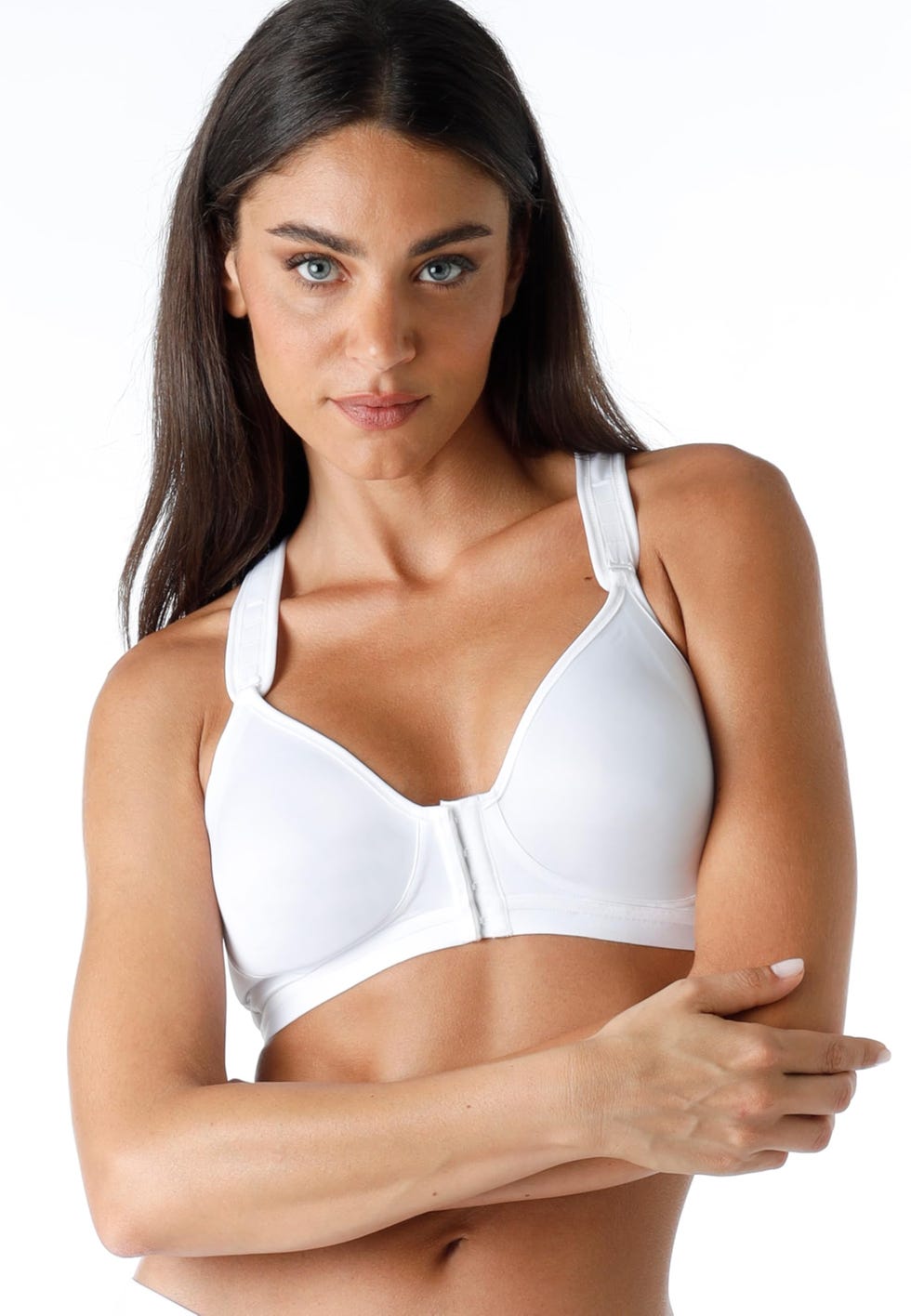 LOVABLE Sportivo Alto Impatto con Allacciatura Frontale Active Comfort Reggiseno, Bianco, 38 / 5F Donna