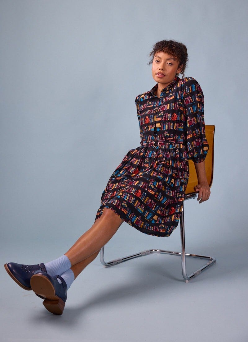 Andi Book Print Shirt Dress (£69, Joanie)